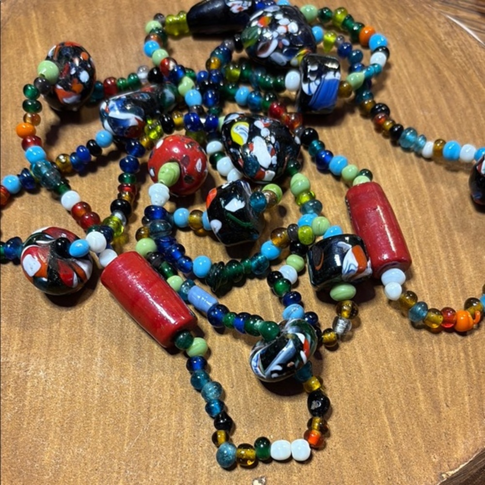 Artisan glass beaded necklace